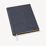 A5 Leather Bound Notebook in Navy Pebble from Aspinal of London