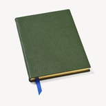 A5 Leather Bound Notebook in Racing Green Pebble from Aspinal of London