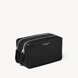 Double Zip Mount Street Wash Bag in Black Pebble from Aspinal of London