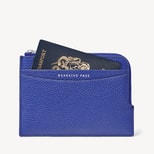 Zipped Travel Wallet in Cobalt Blue Pebble from Aspinal of London