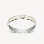 Enamel Bangle in Ivory Enamel & Palladium Silver Plated from Aspinal of London