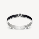 Enamel Bangle in Black Enamel & Palladium Silver Plated from Aspinal of London