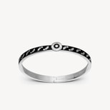 Feather Bangle in Black Enamel & Palladium Silver Plated from Aspinal of London