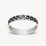 Bee Bangle in Black Enamel & Palladium Silver Plated from Aspinal of London