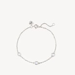 Gemstone Bracelet in Rainbow Moonstone & Sterling Silver 925 from Aspinal of London