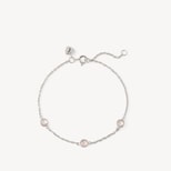 Gemstone Bracelet in Rose Quartz & Sterling Silver 925 from Aspinal of London