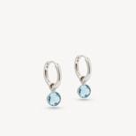 Gemstone Huggie Earrings in Swiss Blue Topaz & Sterling Silver 925 from Aspinal of London
