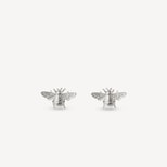Bee Stud Earrings in Sterling Silver 925 from Aspinal of London