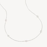 Gemstone Necklace in Rose Quartz & Sterling Silver 925 from Aspinal of London