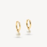 Pearl Huggie Earrings in 18ct Gold Vermeil from Aspinal of London