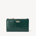 Mayfair® Coin & Card Wallet in Evergreen Patent Croc from Aspinal of London