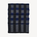 Exploded Check Wool Scarf in Navy from Aspinal of London