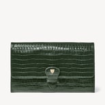 Travel Wallet in Deep Shine Evergreen Small Croc from Aspinal of London