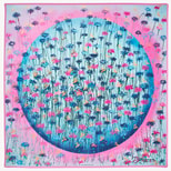 Our Planet of Bees Silk Scarf in Candy Pink & Cornflower Blue Pure Silk from Aspinal of London