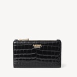 Mayfair® Coin & Card Wallet in Black Patent Croc from Aspinal of London