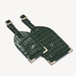 Set of 2 Luggage Tags in Deep Shine Evergreen Small Croc from Aspinal of London