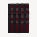 Exploded Check Wool Scarf in Merlot from Aspinal of London