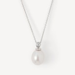 Arabella Teardrop Pearl & Diamond Pendant Necklace from Aspinal of London