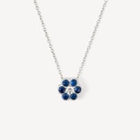 Athena 18ct White Gold Sapphire & Diamond Cluster Pendant Necklace from Aspinal of London