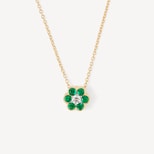 Athena 18ct Gold Emerald & Diamond Cluster Pendant Necklace from Aspinal of London