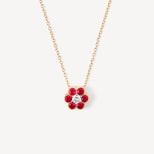 Athena 18ct Gold Ruby & Diamond Cluster Pendant Necklace from Aspinal of London
