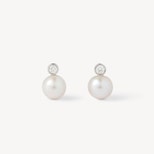 Bridal March Diamond & Pearl Stud Earrings from Aspinal of London