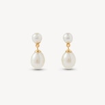 Pearl Dropper Earrings in 18ct Yellow Gold from Aspinal of London