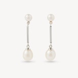 Eclipse 9ct White Gold Double Freshwater Pearl Drop Earrings from Aspinal of London