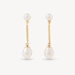 Eclipse 9ct Gold Double Freshwater Pearl Drop Earrings from Aspinal of London