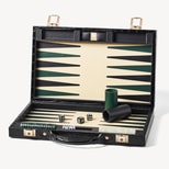 15-inch Backgammon Set in Deep Shine Black Croc from Aspinal of London