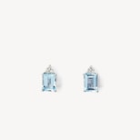 Iris 18ct White Gold Aquamarine & Diamond Stud Earrings from Aspinal of London