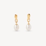 Solstice 18ct Gold Freshwater Pearl & Diamond Earrings from Aspinal of London
