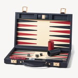 15-inch Backgammon Set in Navy Pebble from Aspinal of London
