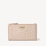 Mayfair® Coin & Card Wallet in Soft Taupe Patent Croc from Aspinal of London