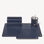 Desk Accessories Set in Navy Pebble from Aspinal of London