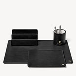 Desk Accessories Set in Black Pebble from Aspinal of London