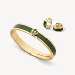Enamel Huggie Earrings & Bangle Set in Racing Green Enamel & 18ct Gold Plated from Aspinal of London