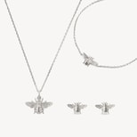 Bee Charm Necklace, Bracelet & Stud Earrings Set in Sterling Silver 925 from Aspinal of London