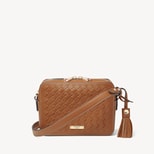 Camera Crossbody in Tan Woven Leather from Aspinal of London