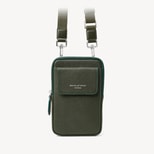 Reporter Crossbody Phone Bag in Forest Green Pebble from Aspinal of London