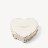 Medium Heart Jewellery Case in Ivory Pebble from Aspinal of London