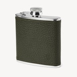 Classic 5oz Leather Hip Flask in Forest Green Pebble from Aspinal of London