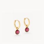 Gemstone Huggie Earrings in Rhodolite Garnet & 18ct Gold Vermeil from Aspinal of London
