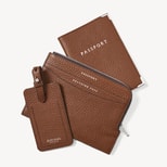 Zipped Travel Collection in Tobacco Pebble from Aspinal of London