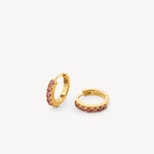 Pave Huggie Earrings in Rhodolite Garnet & 18ct Gold Vermeil from Aspinal of London