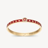 Thin Love Hearts Bangle in Cardinal Red Enamel & 18ct Gold Plated from Aspinal of London