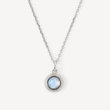 Gemstone Pendant Necklace in Rainbow Moonstone & Sterling Silver 925 from Aspinal of London