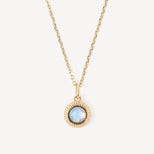 Gemstone Pendant Necklace in Rainbow Moonstone & 18ct Gold Vermeil from Aspinal of London