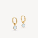Gemstone Huggie Earrings in Rainbow Moonstone & 18ct Gold Vermeil from Aspinal of London