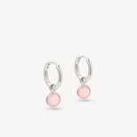Gemstone Huggie Earrings in Rose Quartz & Sterling Silver 925 from Aspinal of London